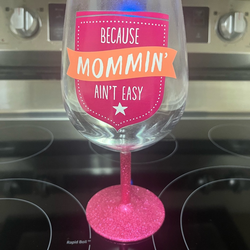 Hallmark Pink Glitter Wine Glass